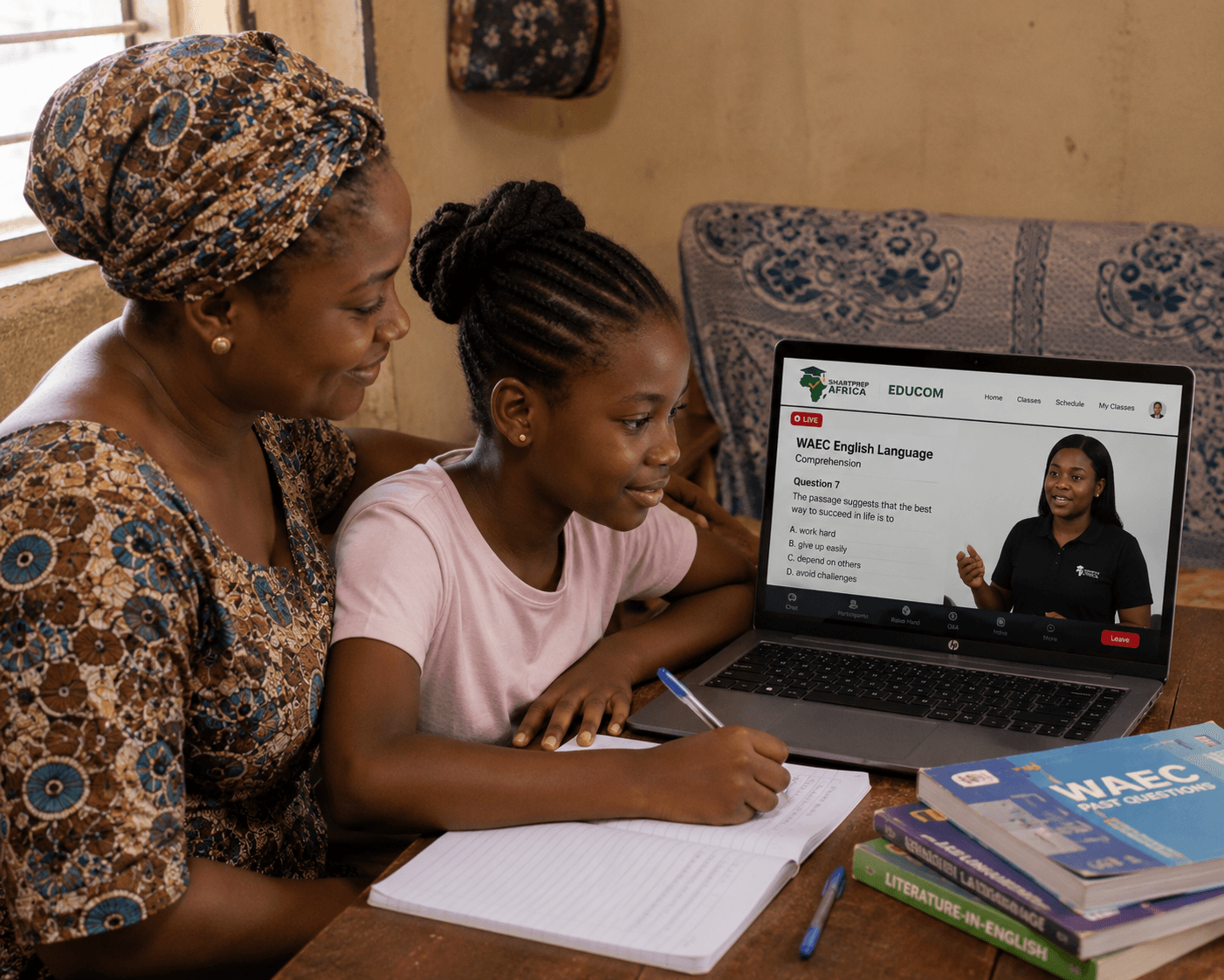 A student learning with SmartPrepAfrica